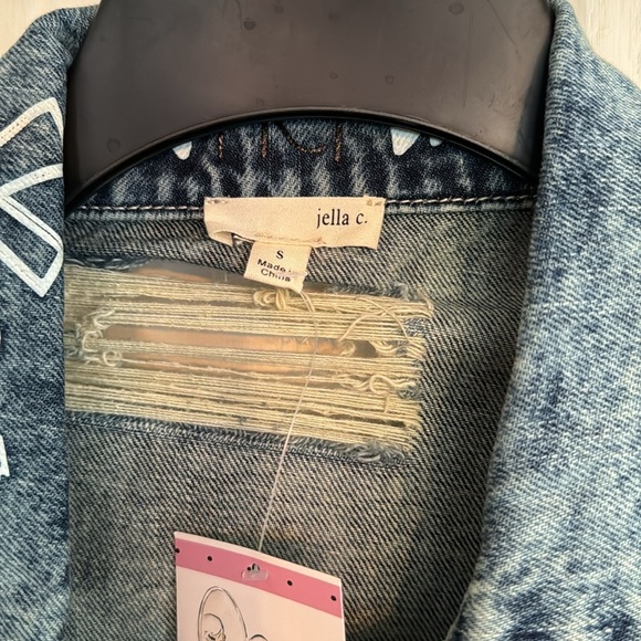 Jella c denim distressed stonewashed jean jacket NWT S - Picture 4 of 12
